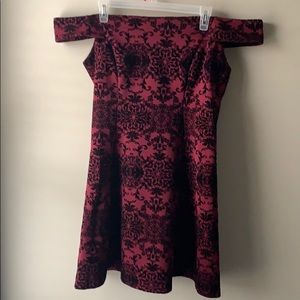 Maroon and Black off the shoulder dress